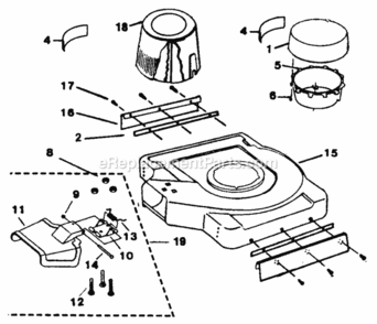 Part Location Diagram of 631-0001 MTD ChuteguardAssembly. Plastic
