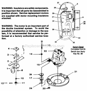 Part Location Diagram of 718-60100 MTD Motor And Switch Assembly Complete