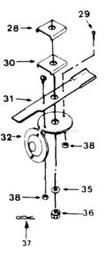 Blade_Assembly Diagram and Parts List for 182-424D009 1992 MTD Lawn Mower