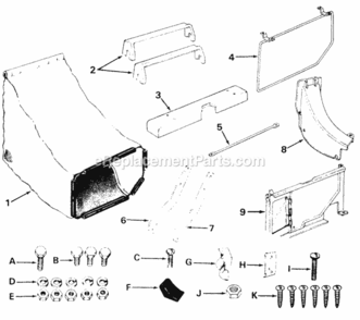 Top_Discharge_Grass_Catcher_Kit Diagram and Parts List for 186-070-000 1986 MTD Lawn Mower