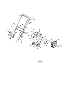 Drive Cable/Handle/Axle/Wheel Diagram and Parts List for 31A-3BAD762  MTD Snow Blower