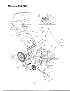 Handle 1 Diagram and Parts List for 500 THRU 509 MTD Lawn Mower