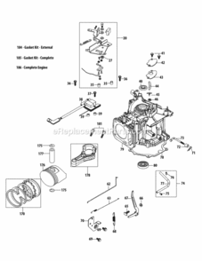 1P65N0A_Crankcase Diagram and Parts List for 1P65N0A  MTD Engine