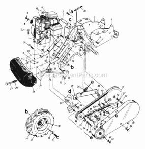 Engine_Assembly Diagram and Parts List for 212A430-032 1992 MTD Tiller