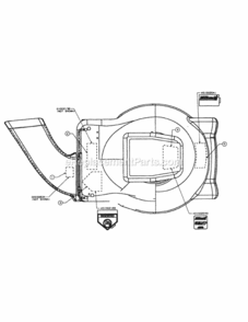 Decal Diagram and Parts List for 214IP 51B-330-195 MTD Lawn Mower