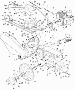 Page D Diagram and Parts List for 216-405-031  MTD Tiller
