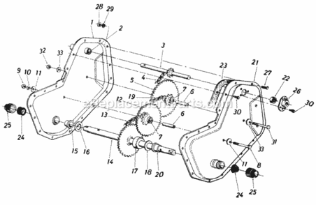 Chain_Case_Wheels Diagram and Parts List for 216-405-111  MTD Tiller