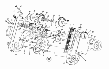 Gear_Case_Assembly Diagram and Parts List for 21A-410-352 1997 MTD Tiller