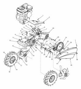 Drive Diagram and Parts List for 21AA414A729 2005 MTD Tiller