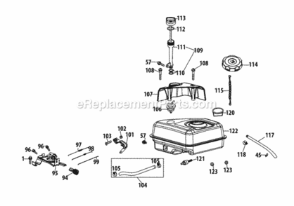 170-Au_Fuel_Tank_And_Mounting Diagram and Parts List for 21B-39M8704 2013 MTD Tiller