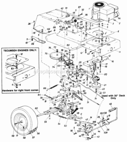 Part Location Diagram of 14791A MTD Engine Mounting Plate