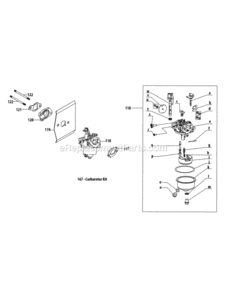 1_X_65Lu_Carburetor Diagram and Parts List for 24BF51MX704 2013 MTD Log Splitter