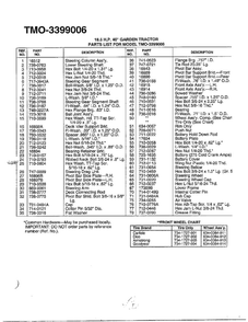 18.5hp 46-Inch Tractor/Wheel Chart 2 Diagram and Parts List for 3399006  MTD Lawn Tractor