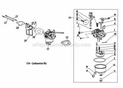270-Vu_Carburetor Diagram and Parts List for 270-VU  MTD Engine