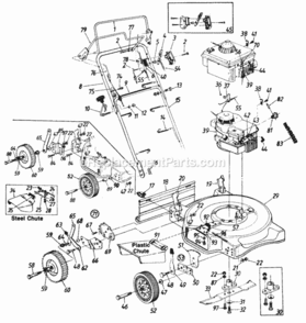 Page B Diagram and Parts List for 289R206 1989 MTD Lawn Mower