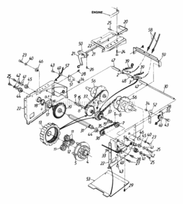 Gearbox Diagram and Parts List for 312-612E054 1992 MTD Snow Blower
