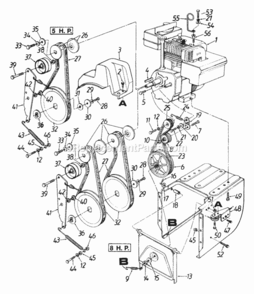 Belts_And_Pulleys Diagram and Parts List for 312-642F102 1992 MTD Snow Blower