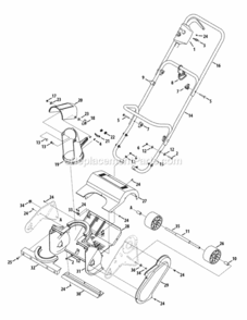 Frame, Handle & Chute Diagram and Parts List for 31A-050-706 2011 MTD Snow Blower
