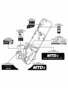 Page B Diagram and Parts List for 31A-050-706 2012 MTD Snow Blower