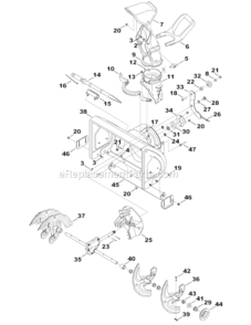 Auger_And_Discharge_Chute Diagram and Parts List for 31A-3CAD729 2007 MTD Snow Blower