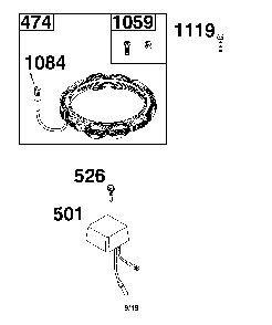 Alternator Diagram and Parts List for 17ADFACT093  MTD Lawn Mower