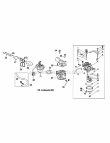 370-Jua_Carburetor Diagram and Parts List for 370-JUA  MTD Engine