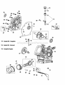 370-Jua_Crankcase Diagram and Parts List for 370-JUA  MTD Engine