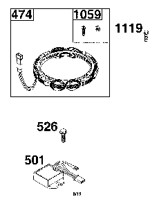 Alternator Diagram and Parts List for 17ADFACQ093  MTD Lawn Mower