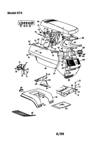 Grille And Fender Diagram and Parts List for 674  MTD Lawn Tractor