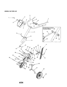 Handle/Frame/Wheel 3 Diagram and Parts List for 21A-342B062  MTD Tiller
