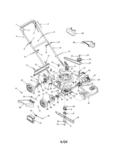 Housing/Handle/Wheels Diagram and Parts List for 260 THRU 279 MTD Lawn Mower