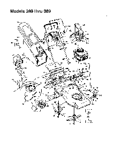 Deck/bag/wheels(models 380 thru 389) Diagram and Parts List for 12A-377B062  MTD Lawn Mower