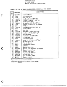 42-Inch Snow Blade 2 Diagram and Parts List for 33859A  MTD Snow Blower