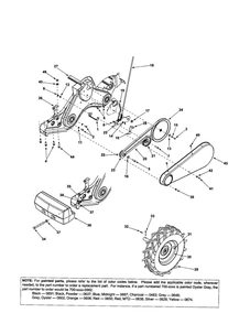 Wheel/Rim/Belt Diagram and Parts List for 450  MTD Tiller