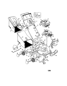 Engine/Housing/Bag/Wheels Diagram and Parts List for 11A-423G143  MTD Lawn Mower