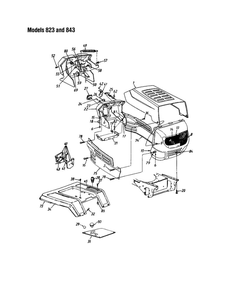 Hood/Grille 2 Diagram and Parts List for 820 THRU 828 MTD Lawn Tractor