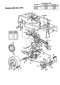 Drive Diagram and Parts List for 665  MTD Lawn Tractor
