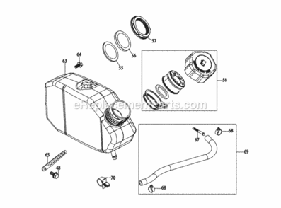 5_X_65Ru_Fuel_Tank Diagram and Parts List for 5X65RU  MTD Engine
