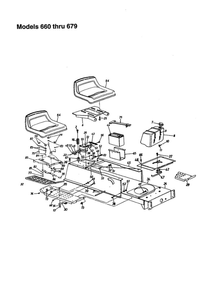 Seat And Main Frame Diagram and Parts List for 665  MTD Lawn Tractor