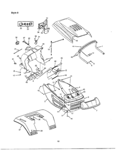 Hood/Fender/Panels/Lens 1 Diagram and Parts List for 690  MTD Lawn Tractor