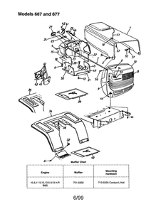 Grille/Hood And Fender Diagram and Parts List for 667  MTD Lawn Tractor
