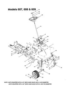 Steering Assembly 1 Diagram and Parts List for 608  MTD Lawn Tractor