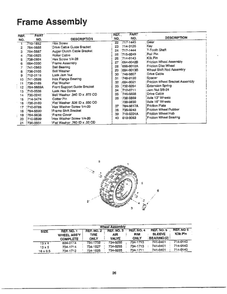 Frame/Wheel Assembly Chart 2 Diagram and Parts List for E664F  MTD Snow Blower