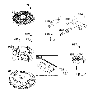 Flywheel/ignition/starter Diagram and Parts List for 17ADFACS093  MTD Lawn Mower