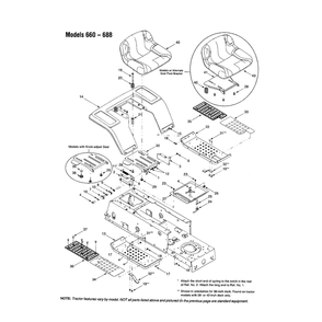 Seat Assembly Diagram and Parts List for 13AM662F163  MTD Lawn Tractor