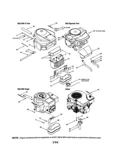 Engines/Muffler Diagram and Parts List for 608  MTD Lawn Tractor