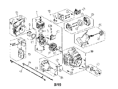 Engine assembly Diagram and Parts List for 41AD25PS793  MTD Trimmer