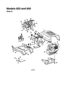 Hood/Grille 1 Diagram and Parts List for 820 THRU 829 MTD Lawn Tractor