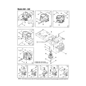 Engine/Muffler/Deck Diagram and Parts List for 13AM662F163  MTD Lawn Tractor