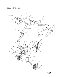 Handle/Cover-Handle/Frame 3 Diagram and Parts List for 340  MTD Tiller